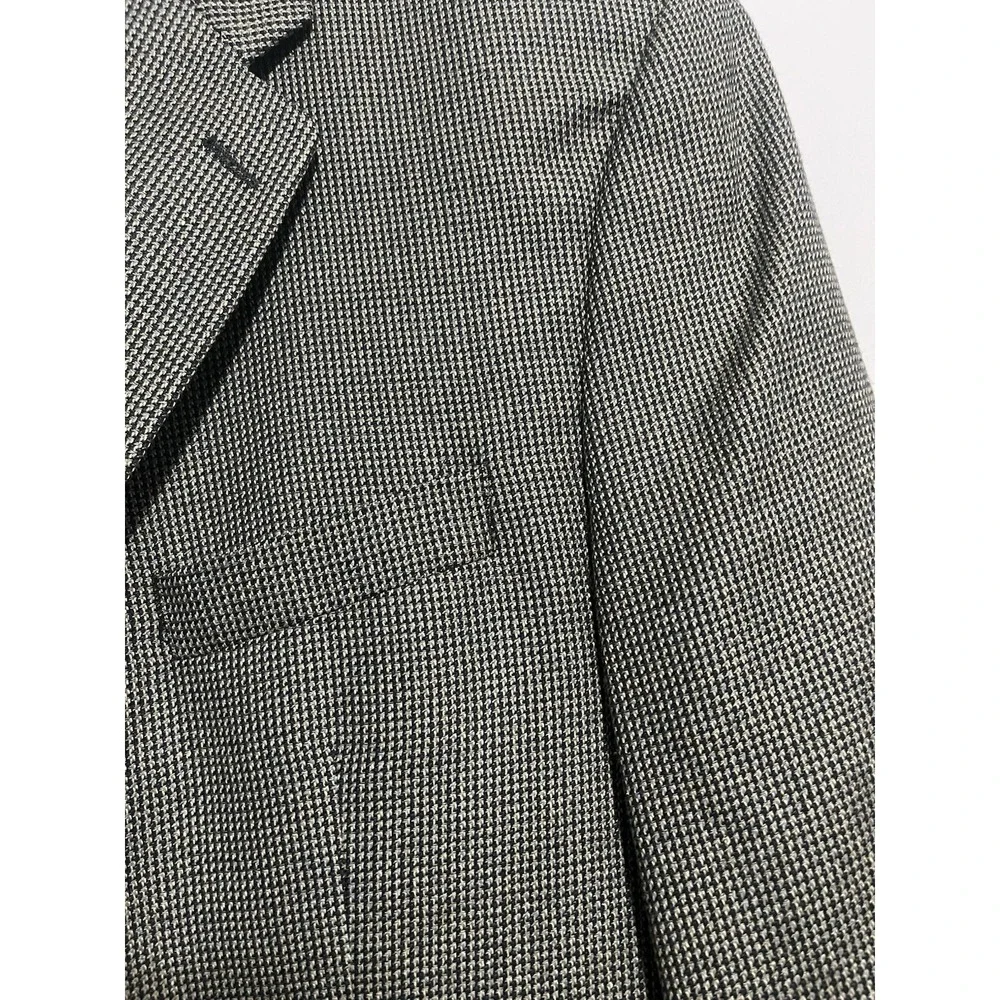 Vintage Canada CHAPS RALPH‎ LAUREN Silk Wool Houndstooth Blazer Jacket Suit 42L